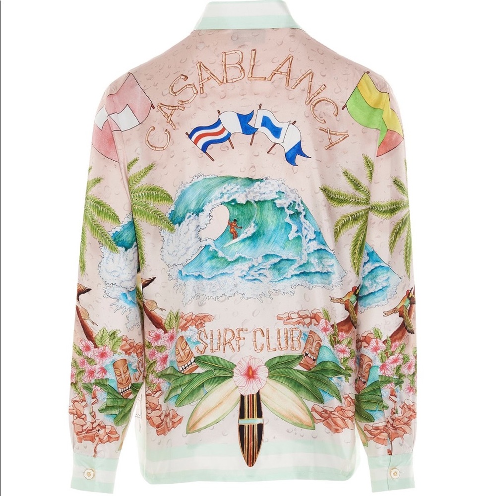 CASABLANCA  paris Long Sleeve Surf Club Silk Shirt Casablanca Surf Club (new)